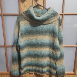 Woolrich Womens Winter Turquoise Wool Blend Cowl Neck Sweater XL